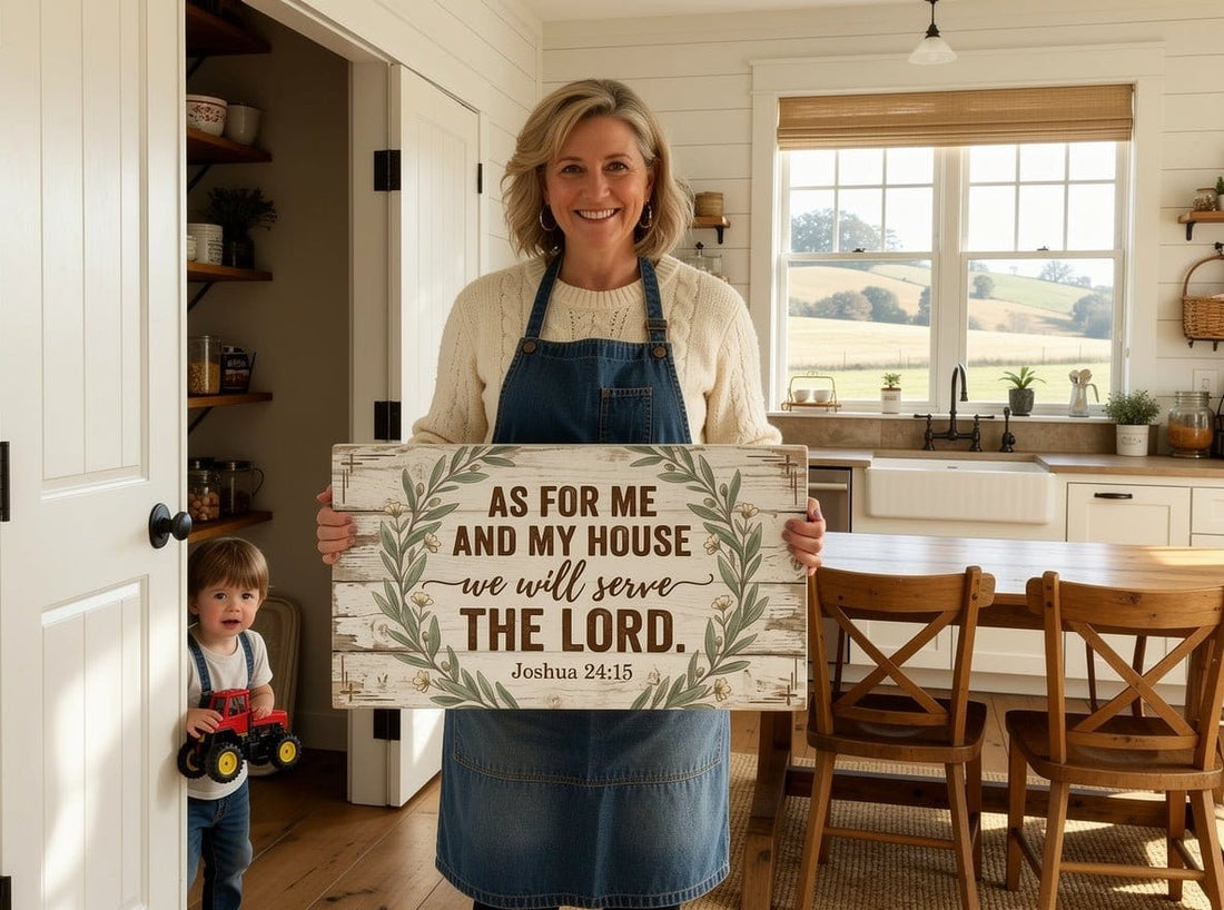 As For Me and My House We Will Serve the Lord Wall Art – Joshua 24:15 Rustic Farmhouse Christian Canvas Decor for Living Room - Sense for Decor