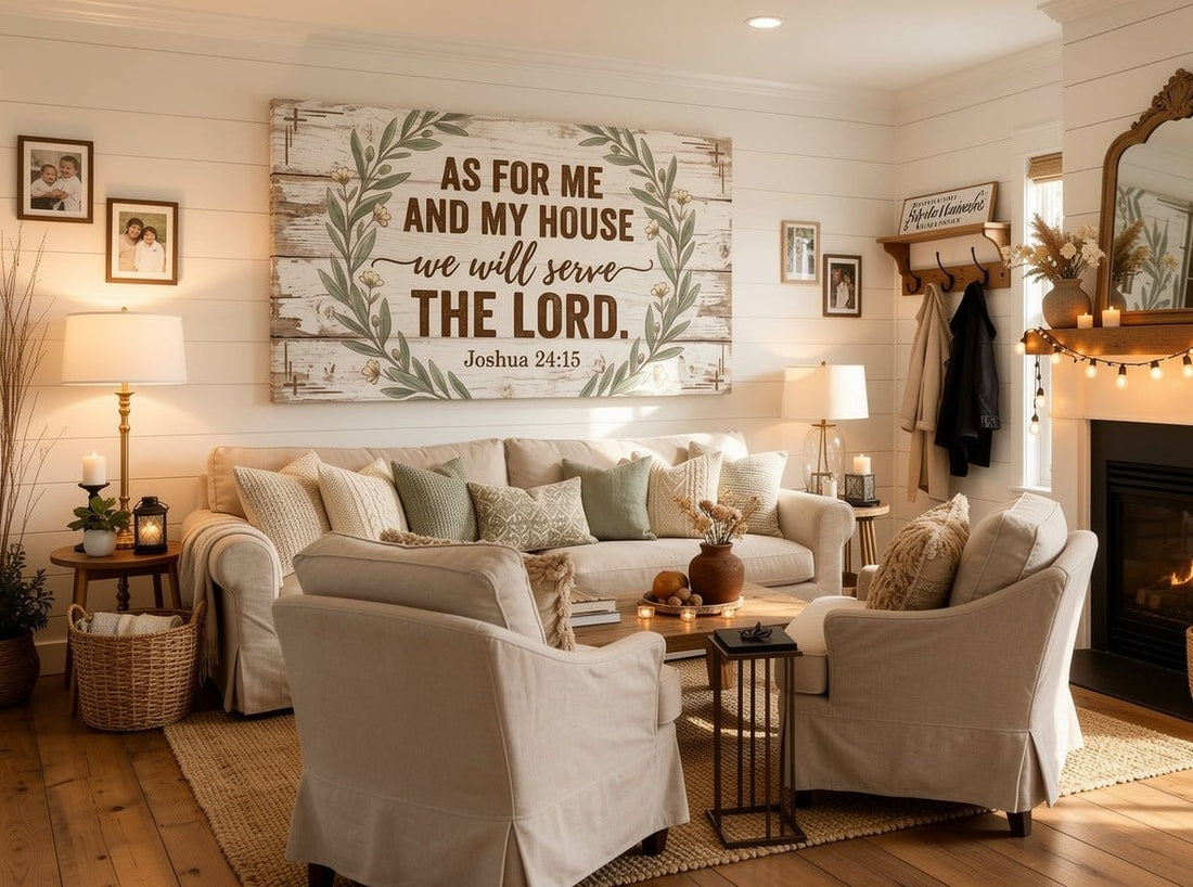 As For Me and My House We Will Serve the Lord Wall Art – Joshua 24:15 Rustic Farmhouse Christian Canvas Decor for Living Room - Sense for Decor