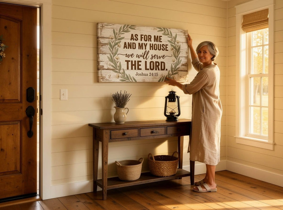 As For Me and My House We Will Serve the Lord Wall Art – Joshua 24:15 Rustic Farmhouse Christian Canvas Decor for Living Room - Sense for Decor