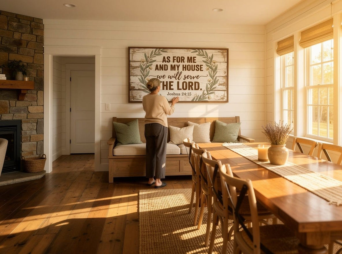As For Me and My House We Will Serve the Lord Wall Art – Joshua 24:15 Rustic Farmhouse Christian Canvas Decor for Living Room - Sense for Decor