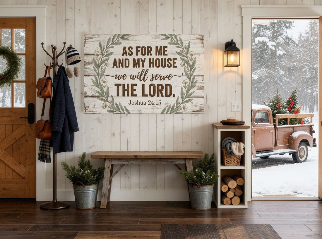 As For Me and My House We Will Serve the Lord Wall Art – Joshua 24:15 Rustic Farmhouse Christian Canvas Decor for Living Room - Sense for Decor