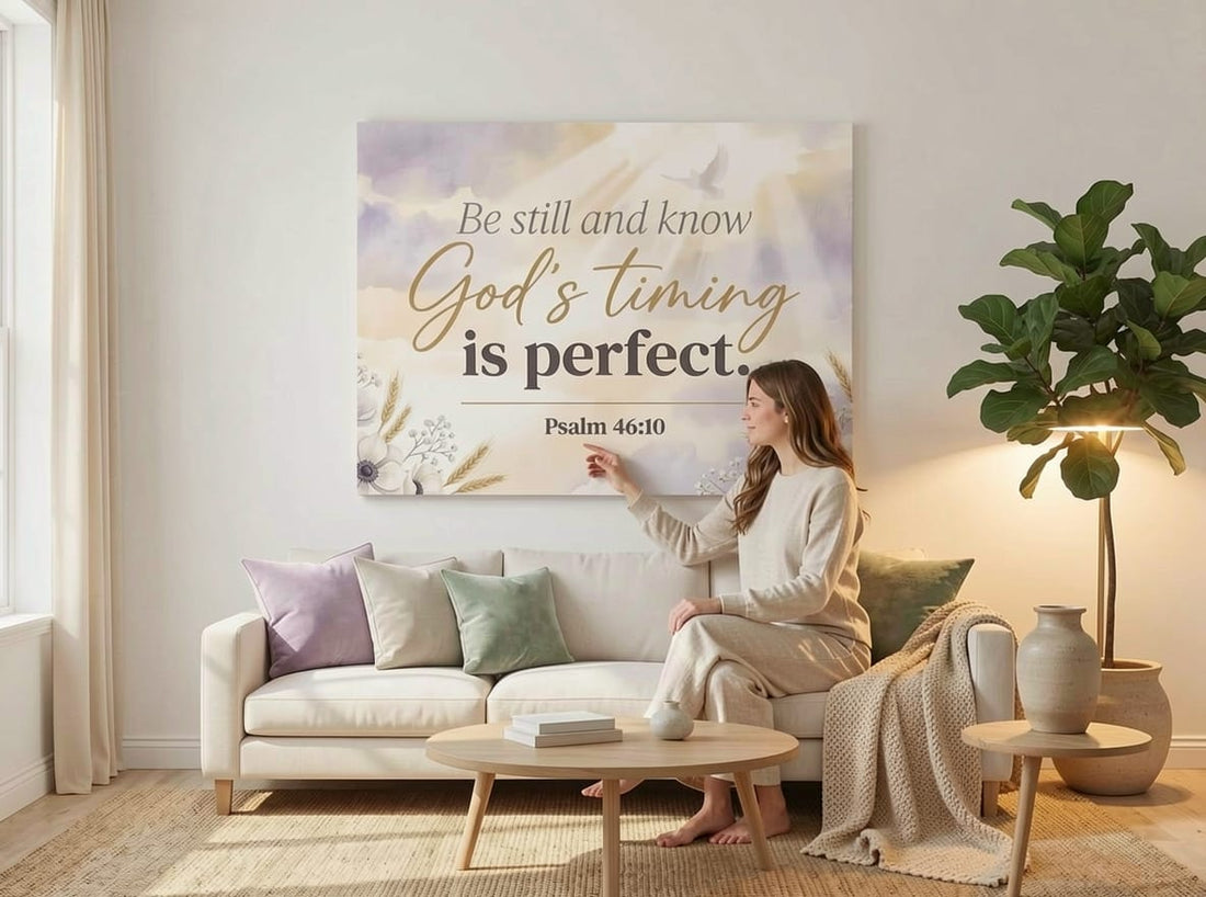 Be Still and Know God’s Timing is Perfect Wall Art – Psalm 46:10 Christian Canvas Print, Faith Encouragement Wall Decor - Sense for Decor