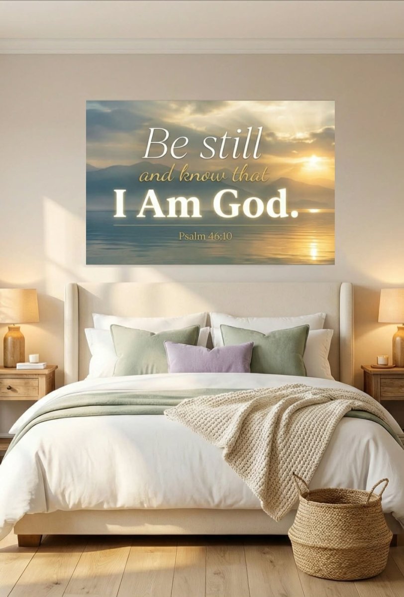Be Still and Know That I Am God Wall Art – Psalm 46:10 Christian Canvas Print, Faith and Peace Scripture Wall Decor - Sense for Decor