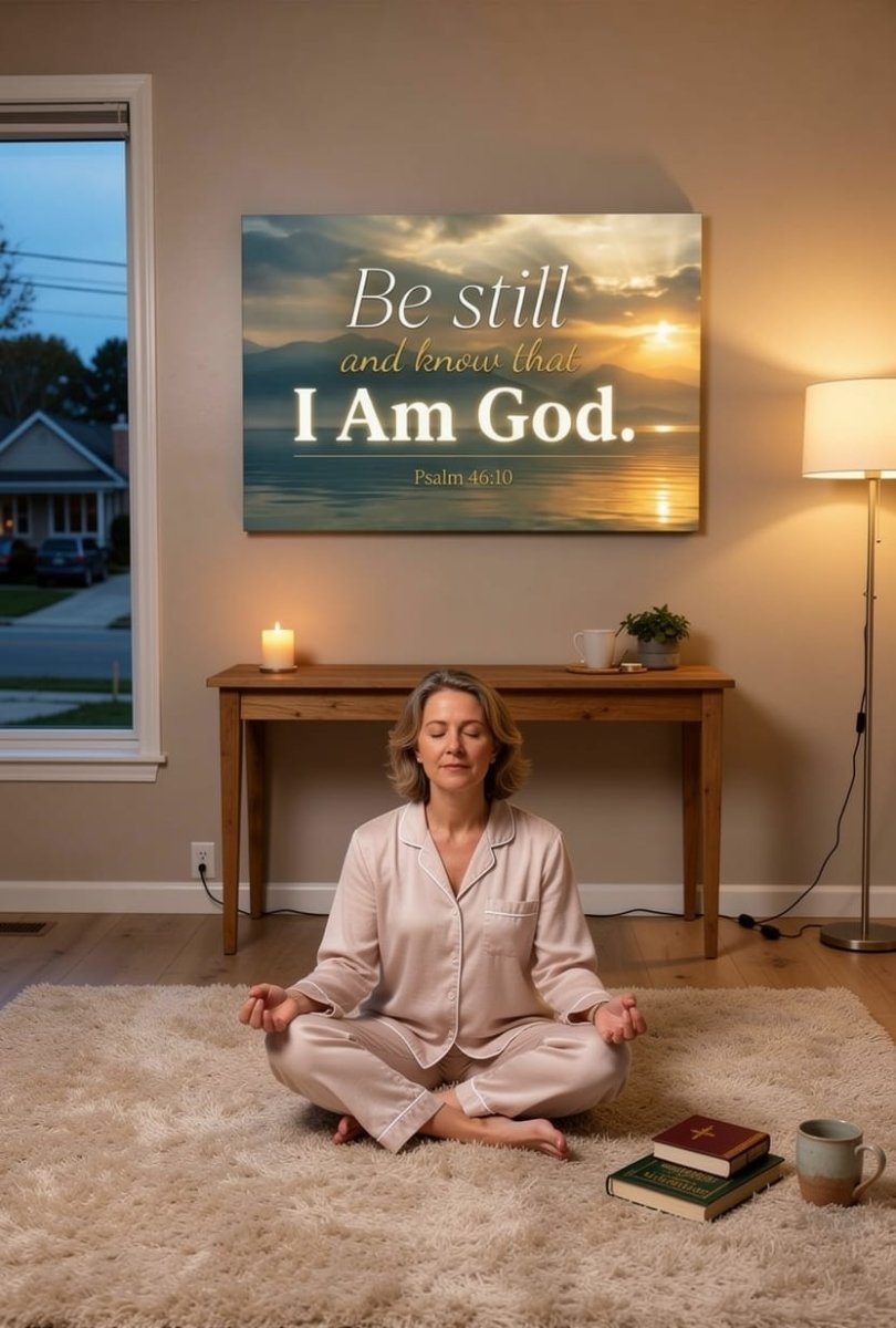 Be Still and Know That I Am God Wall Art – Psalm 46:10 Christian Canvas Print, Faith and Peace Scripture Wall Decor - Sense for Decor