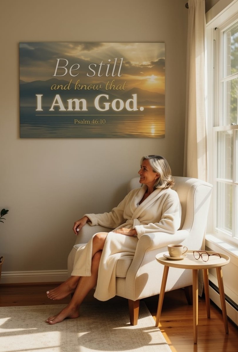 Be Still and Know That I Am God Wall Art – Psalm 46:10 Christian Canvas Print, Faith and Peace Scripture Wall Decor - Sense for Decor