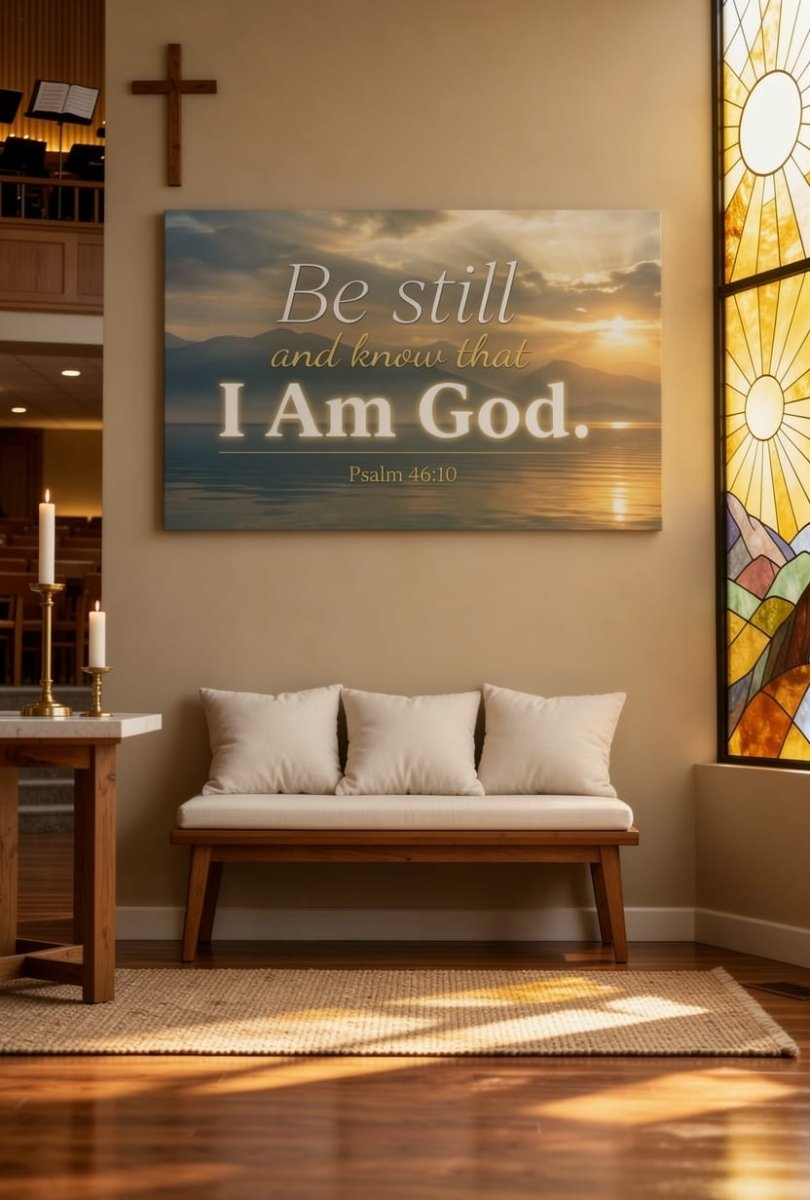 Be Still and Know That I Am God Wall Art – Psalm 46:10 Christian Canvas Print, Faith and Peace Scripture Wall Decor - Sense for Decor