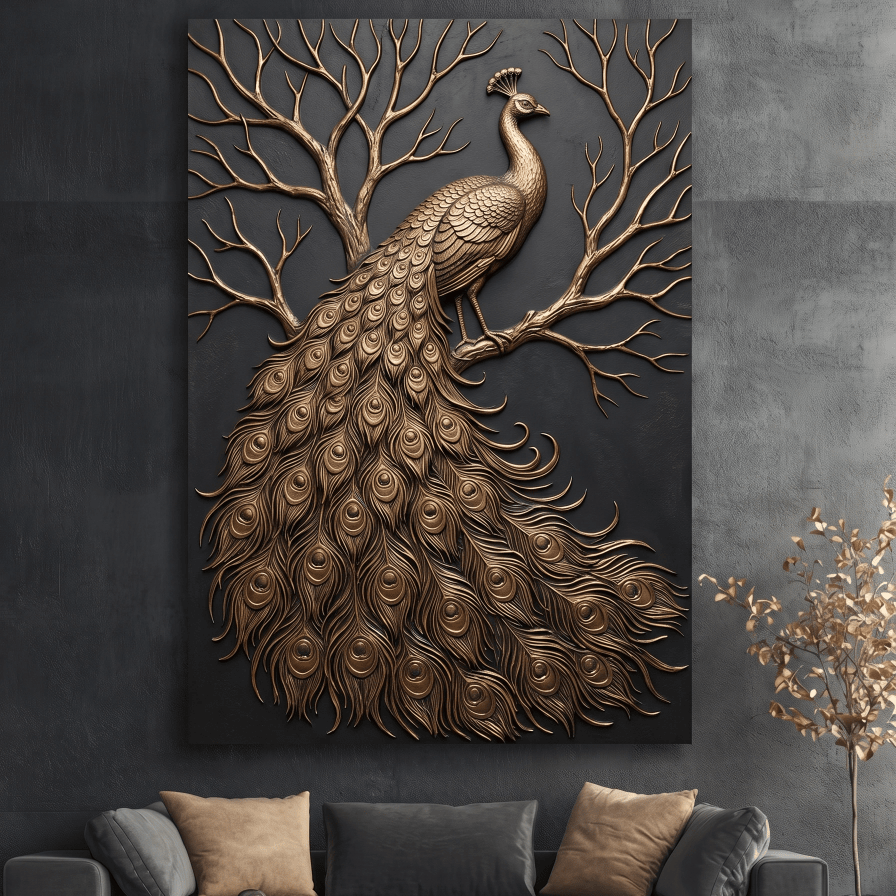 Black and Gold Wild Animals Wall Art – Luxury Canvas Wall Decor (Flat or 3D Hand - Embellished Finish) - Sense for Decor