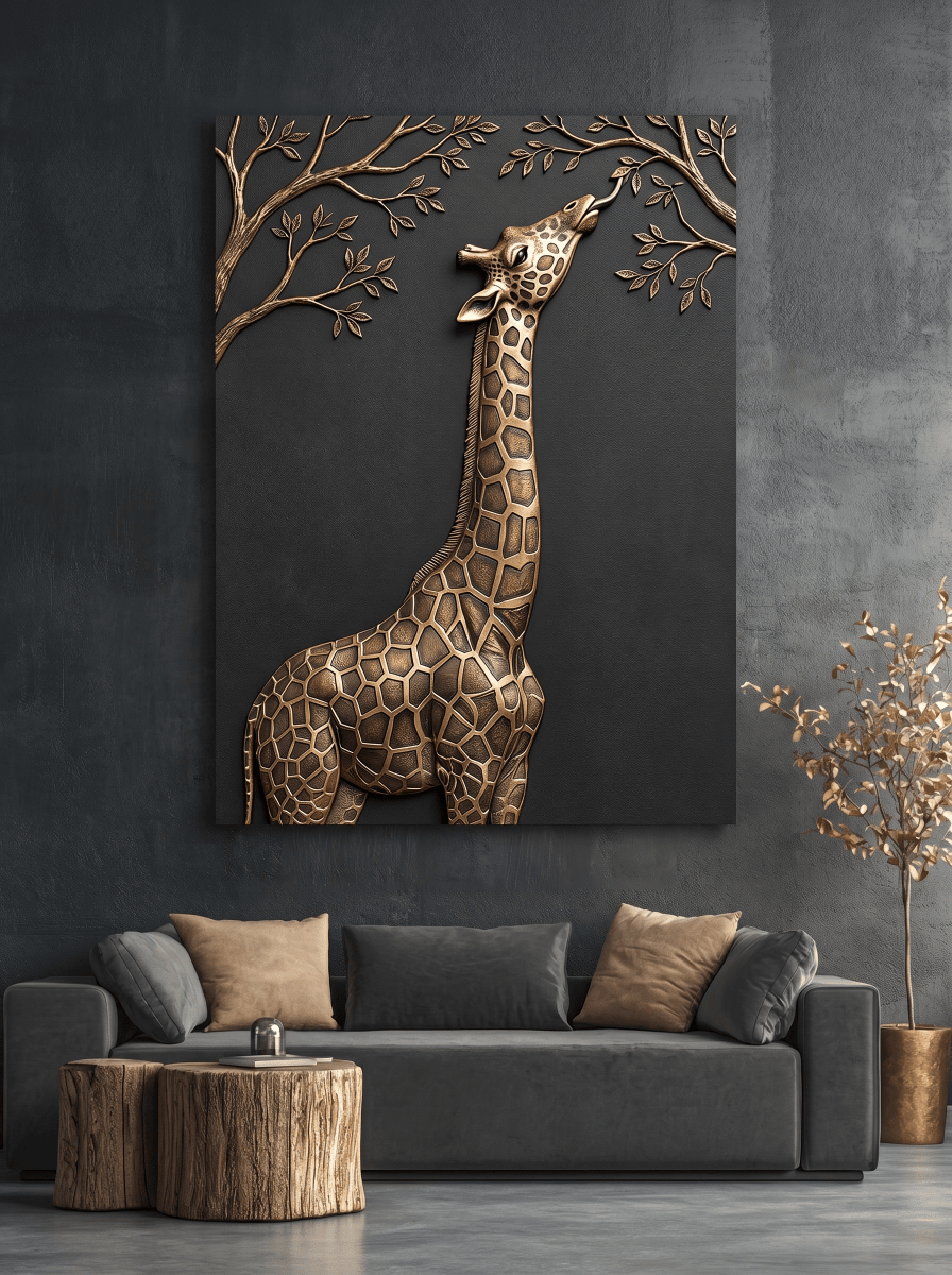 Black and Gold Wild Animals Wall Art – Luxury Canvas Wall Decor (Flat or 3D Hand - Embellished Finish) - Sense for Decor