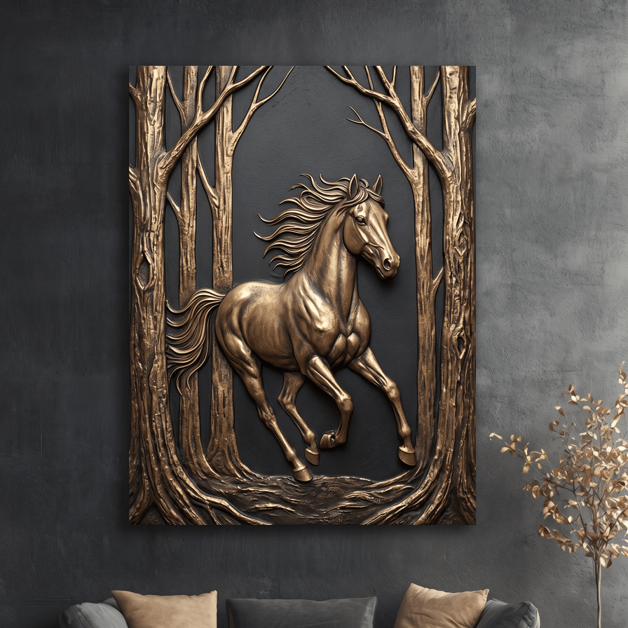 Black and Gold Wild Animals Wall Art – Luxury Canvas Wall Decor (Flat or 3D Hand - Embellished Finish) - Sense for Decor