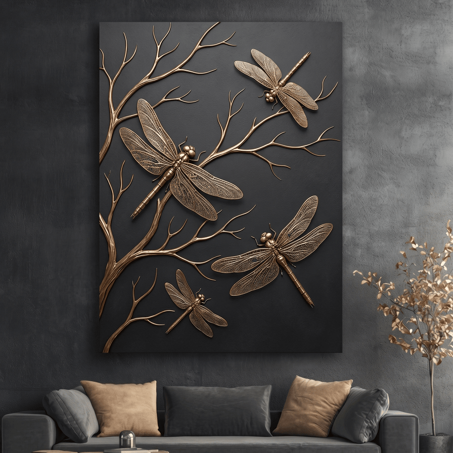 Black and Gold Wild Animals Wall Art – Luxury Canvas Wall Decor (Flat or 3D Hand - Embellished Finish) - Sense for Decor