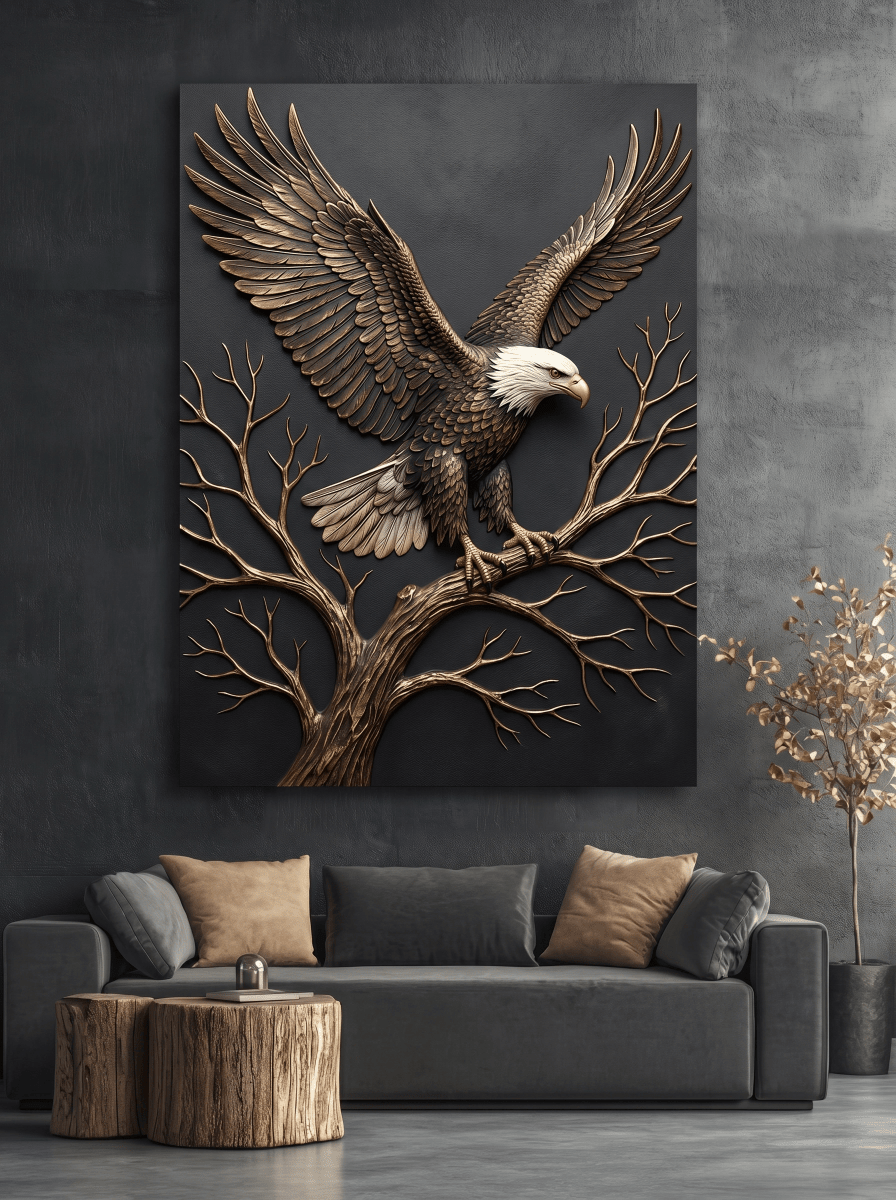 Black and Gold Wild Animals Wall Art – Luxury Canvas Wall Decor (Flat or 3D Hand - Embellished Finish) - Sense for Decor
