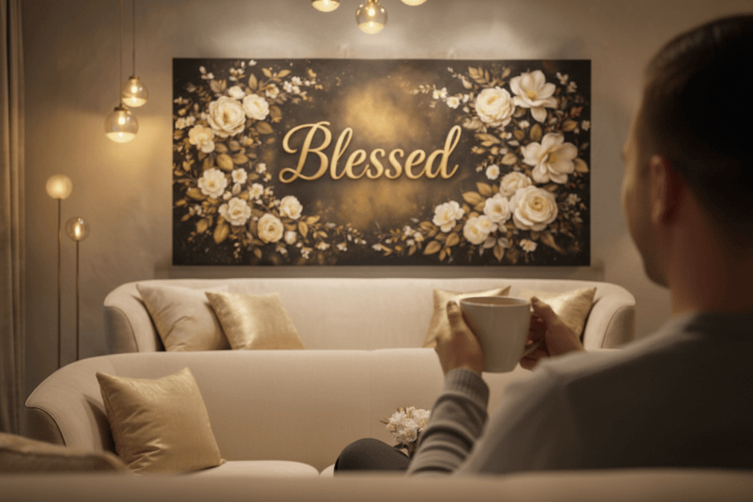Blessed Midnight Floral Wall Art - Gold & Ivory Rose Canvas with Dramatic Black Backdrop - Sense for Decor