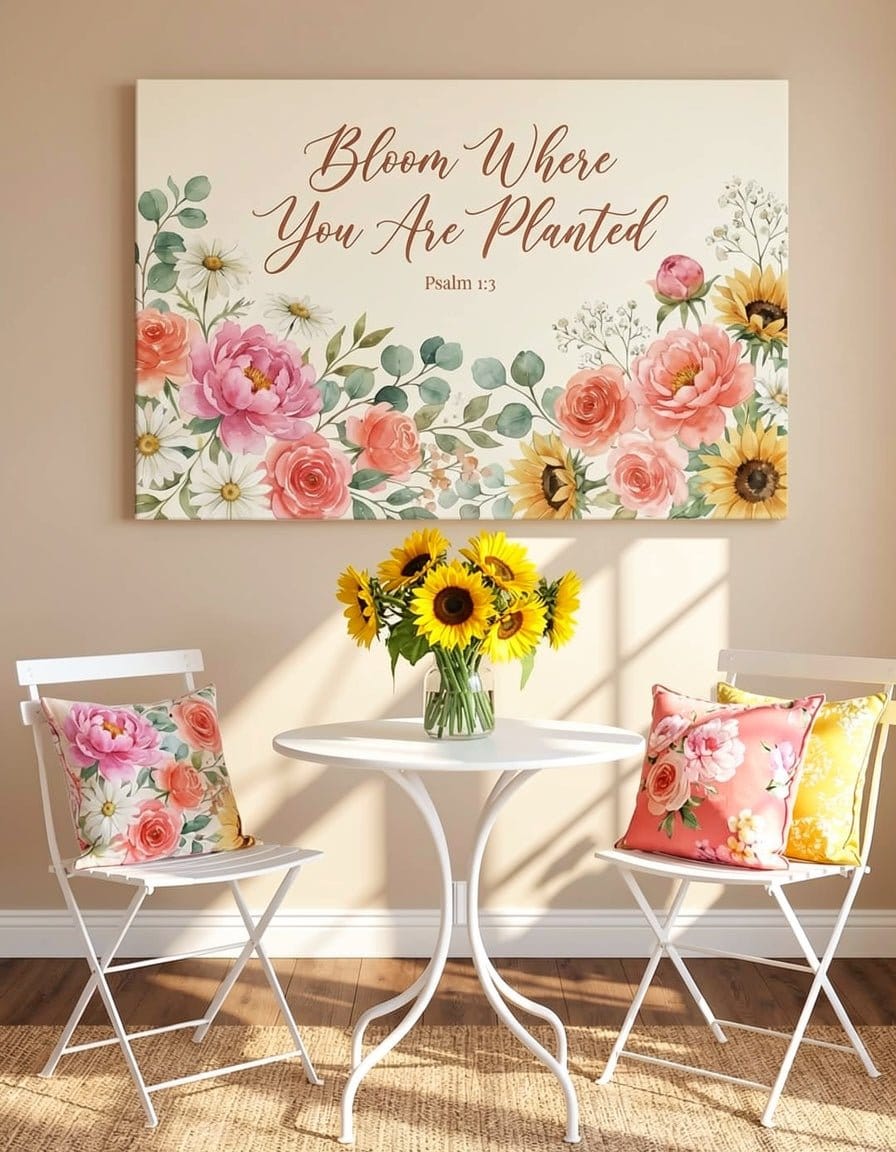 Bloom Where You Are Planted Wall Art – Psalm 1:3 Christian Canvas Print, Inspirational Faith Decor for Growth and Encouragement - Sense for Decor