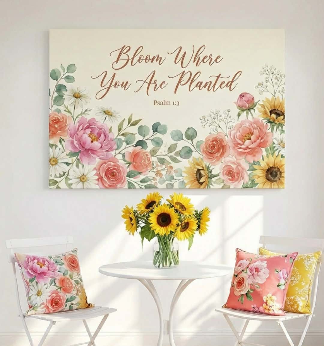 Bloom Where You Are Planted Wall Art – Psalm 1:3 Christian Canvas Print, Inspirational Faith Decor for Growth and Encouragement - Sense for Decor