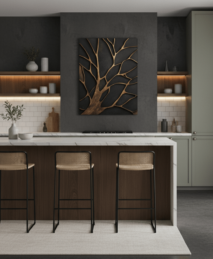Bronze Branches – Abstract Tree Silhouette Wall Art Canvas - Sense for Decor
