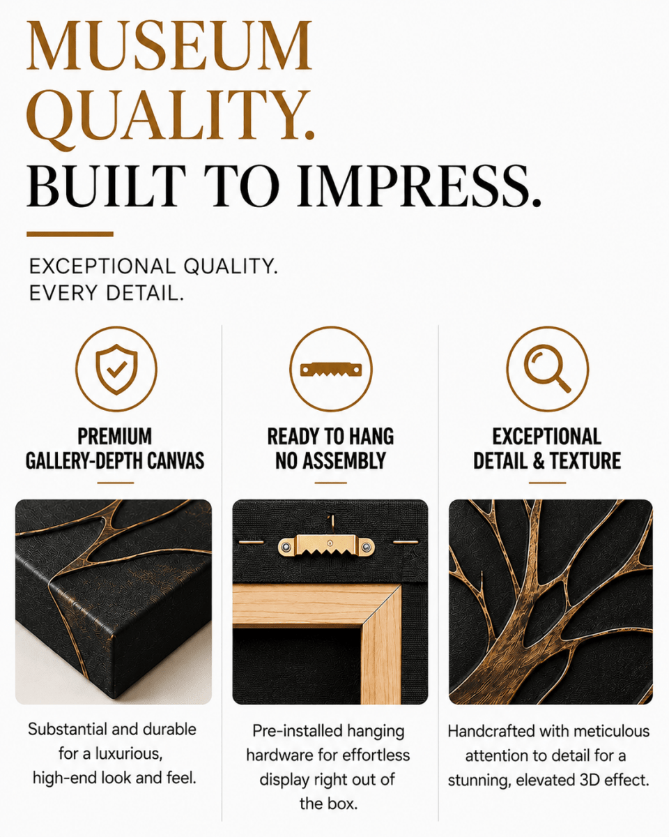 Bronze Branches – Abstract Tree Silhouette Wall Art Canvas - Sense for Decor
