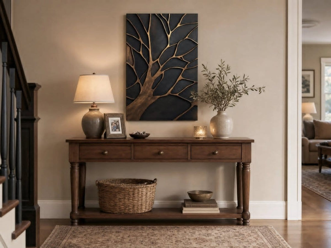 Bronze Branches – Abstract Tree Silhouette Wall Art Canvas - Sense for Decor