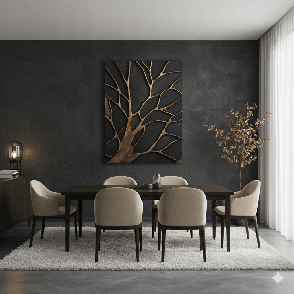 Bronze Branches – Abstract Tree Silhouette Wall Art Canvas - Sense for Decor
