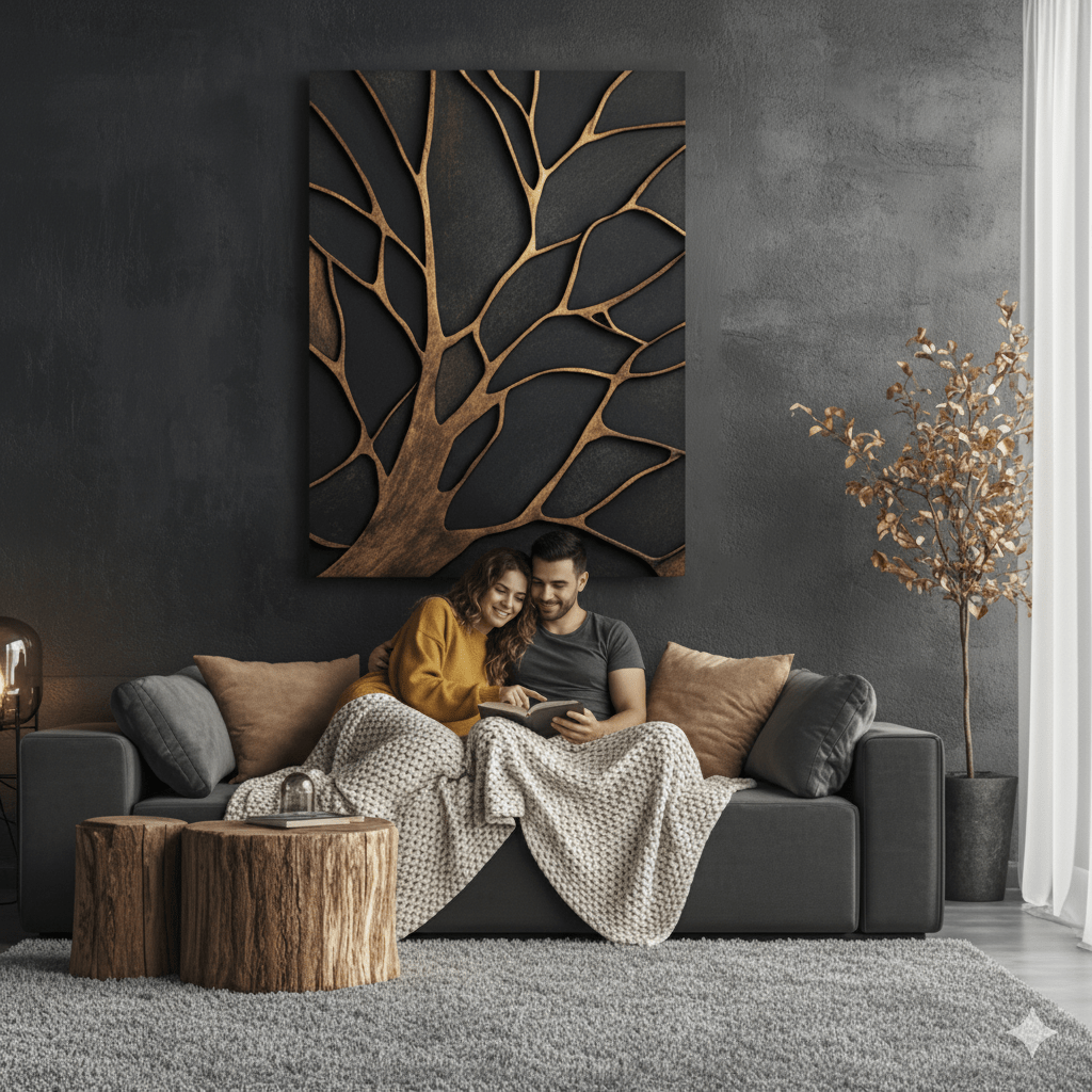 Bronze Branches – Abstract Tree Silhouette Wall Art Canvas - Sense for Decor