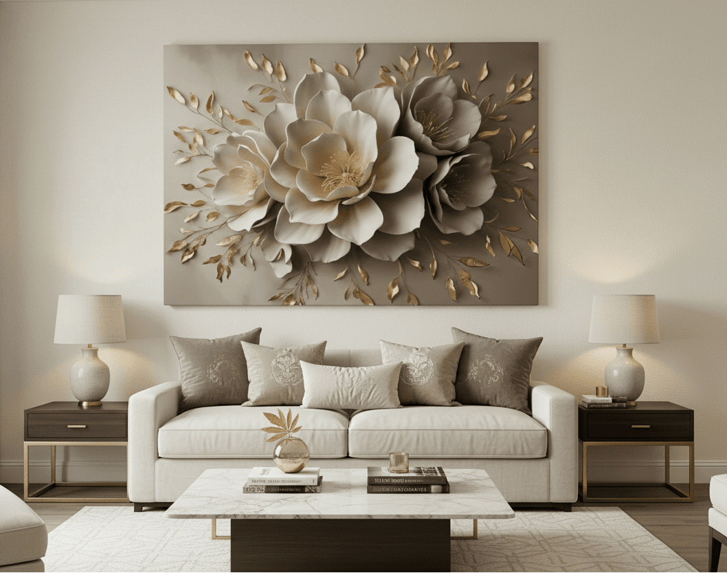 Champagne Petals Bloom Look Floral Canvas Wall Art - Sense for Decor