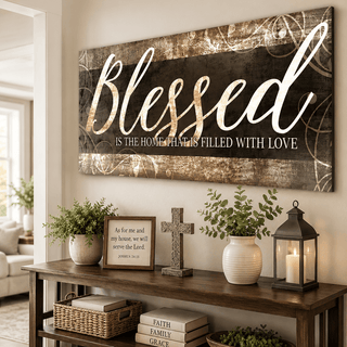 Christian Wall Art: Blessed Is The Home - Religious Housewarming Gift - Sense for Decor