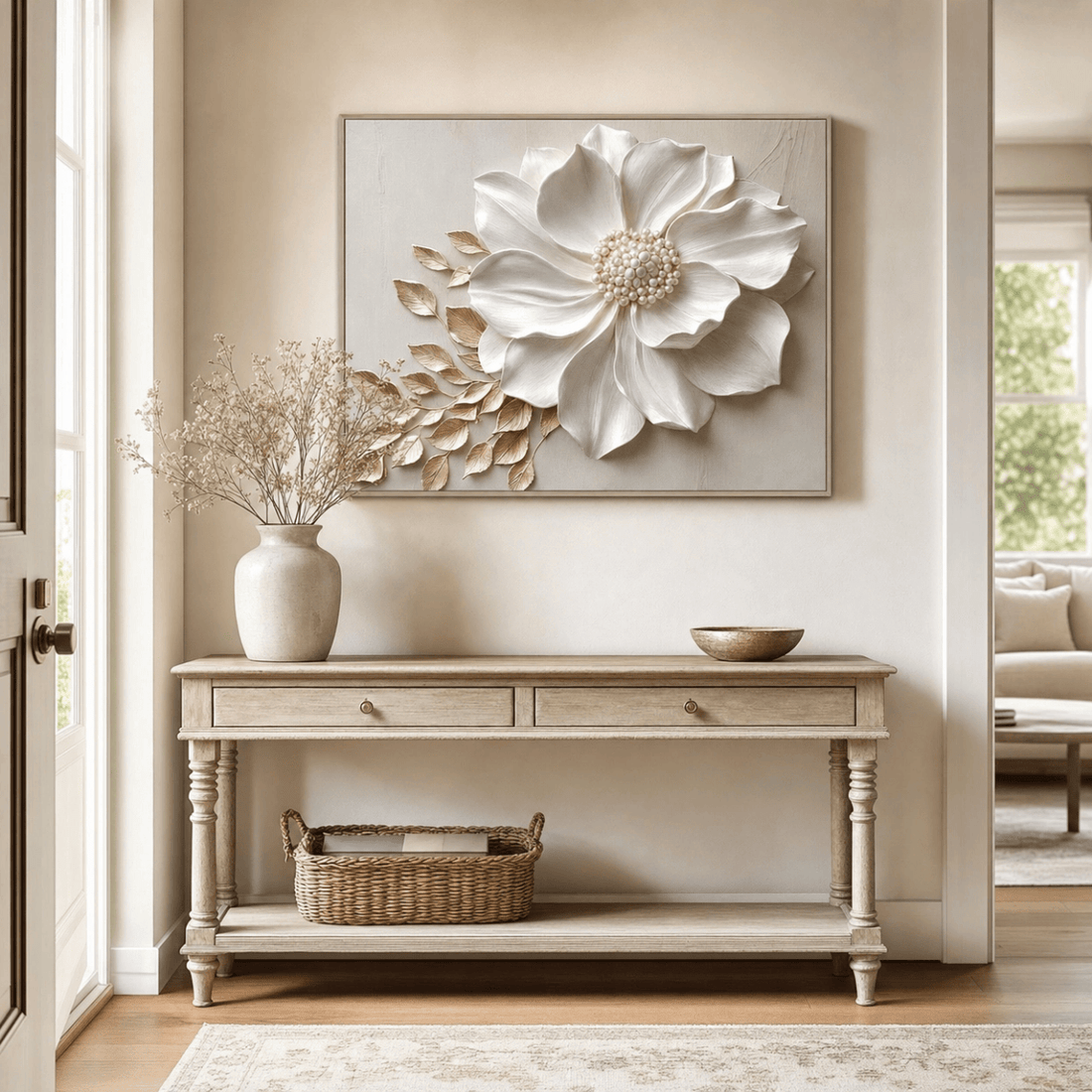 Elegant Flower Wall Art – Oversized Floral Canvas for Living Room and Home Decor - Sense for Decor