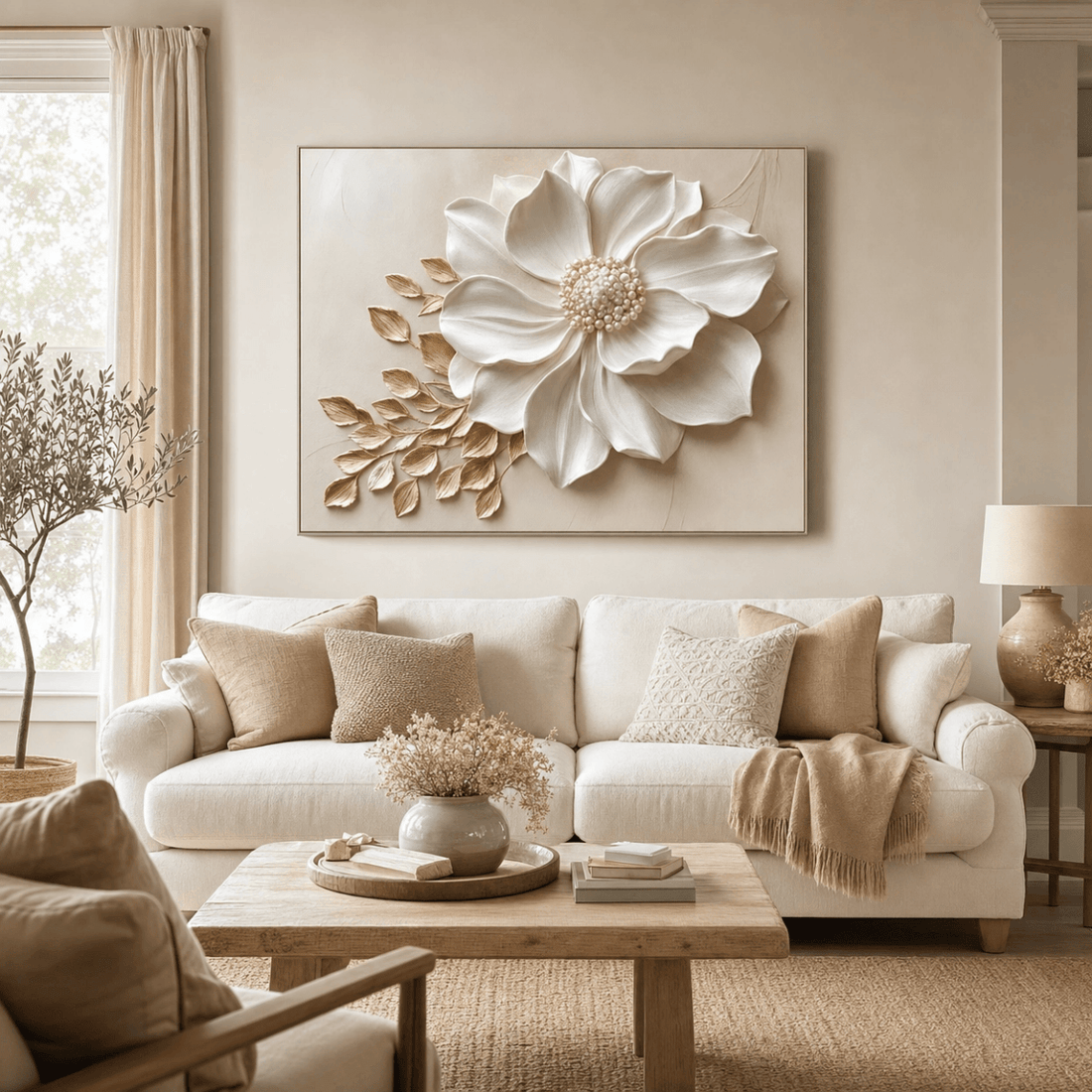 Elegant Flower Wall Art – Oversized Floral Canvas for Living Room and Home Decor - Sense for Decor