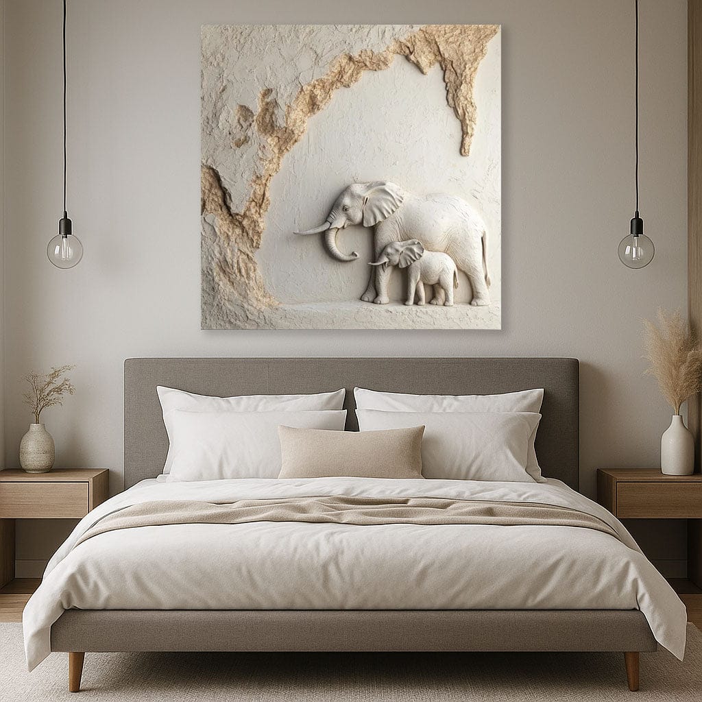Elephant Bond Canvas Wall Art – Symbol of Strength & Family Love - Sense for Decor