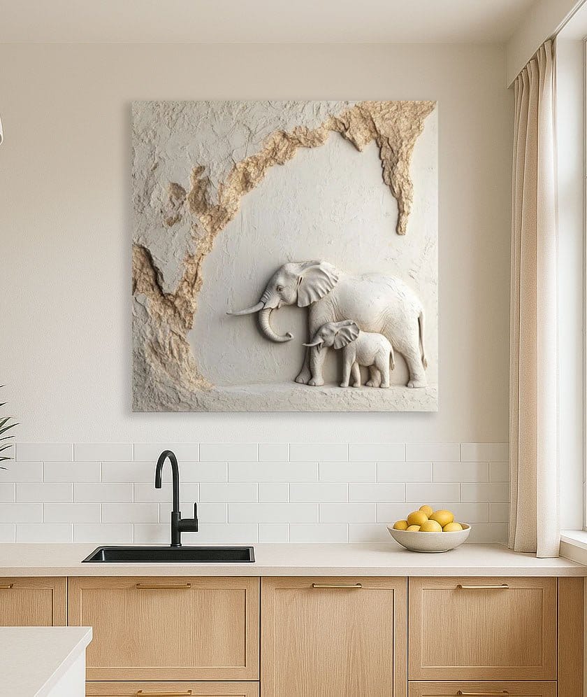 Elephant Bond Canvas Wall Art – Symbol of Strength & Family Love - Sense for Decor