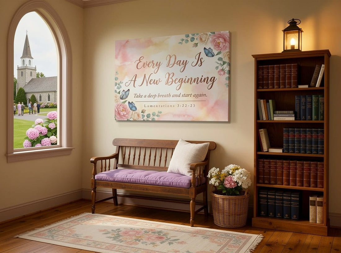 Every Day Is A New Beginning Wall Art – Lamentations 3:22 - 23 Christian Canvas Print, Inspirational Faith Decor for New Beginnings - Sense for Decor