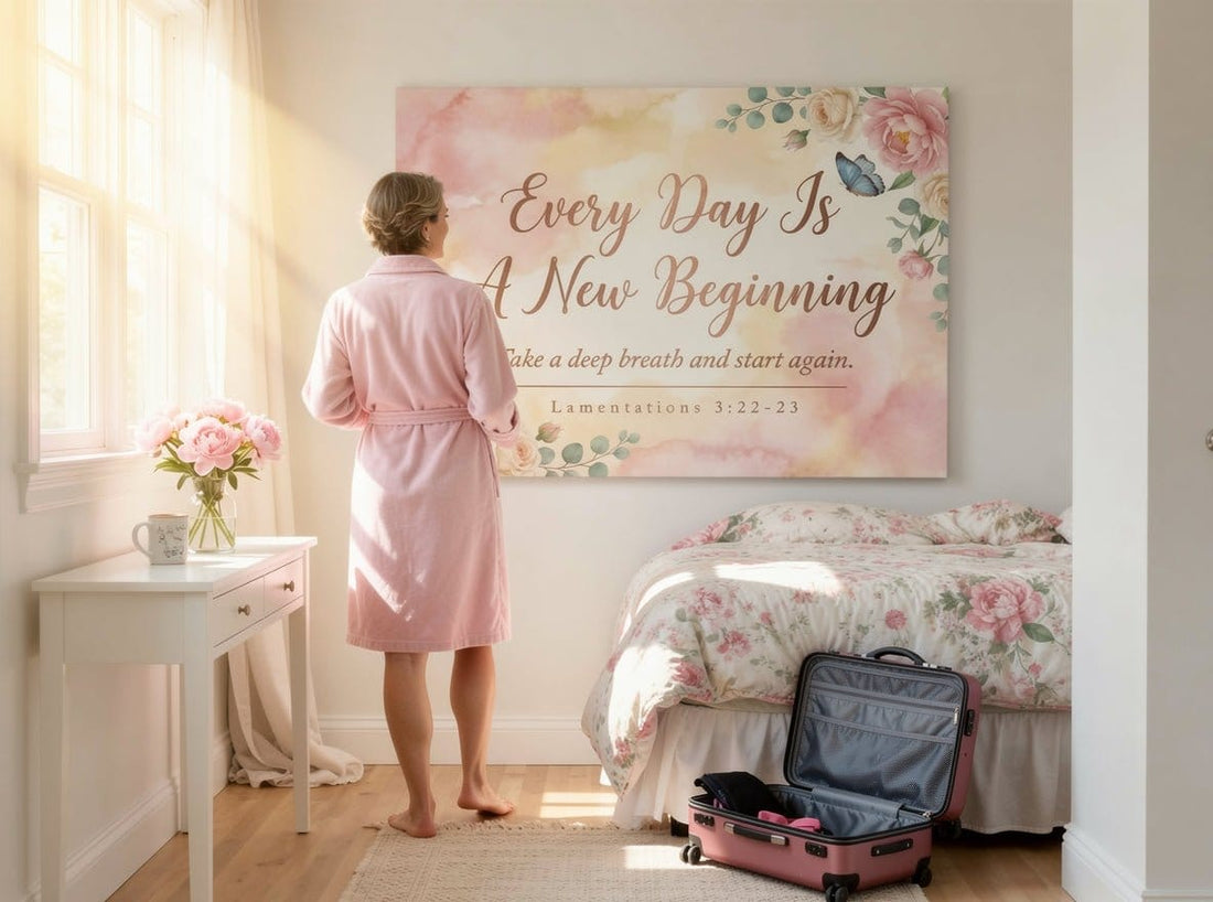 Every Day Is A New Beginning Wall Art – Lamentations 3:22 - 23 Christian Canvas Print, Inspirational Faith Decor for New Beginnings - Sense for Decor