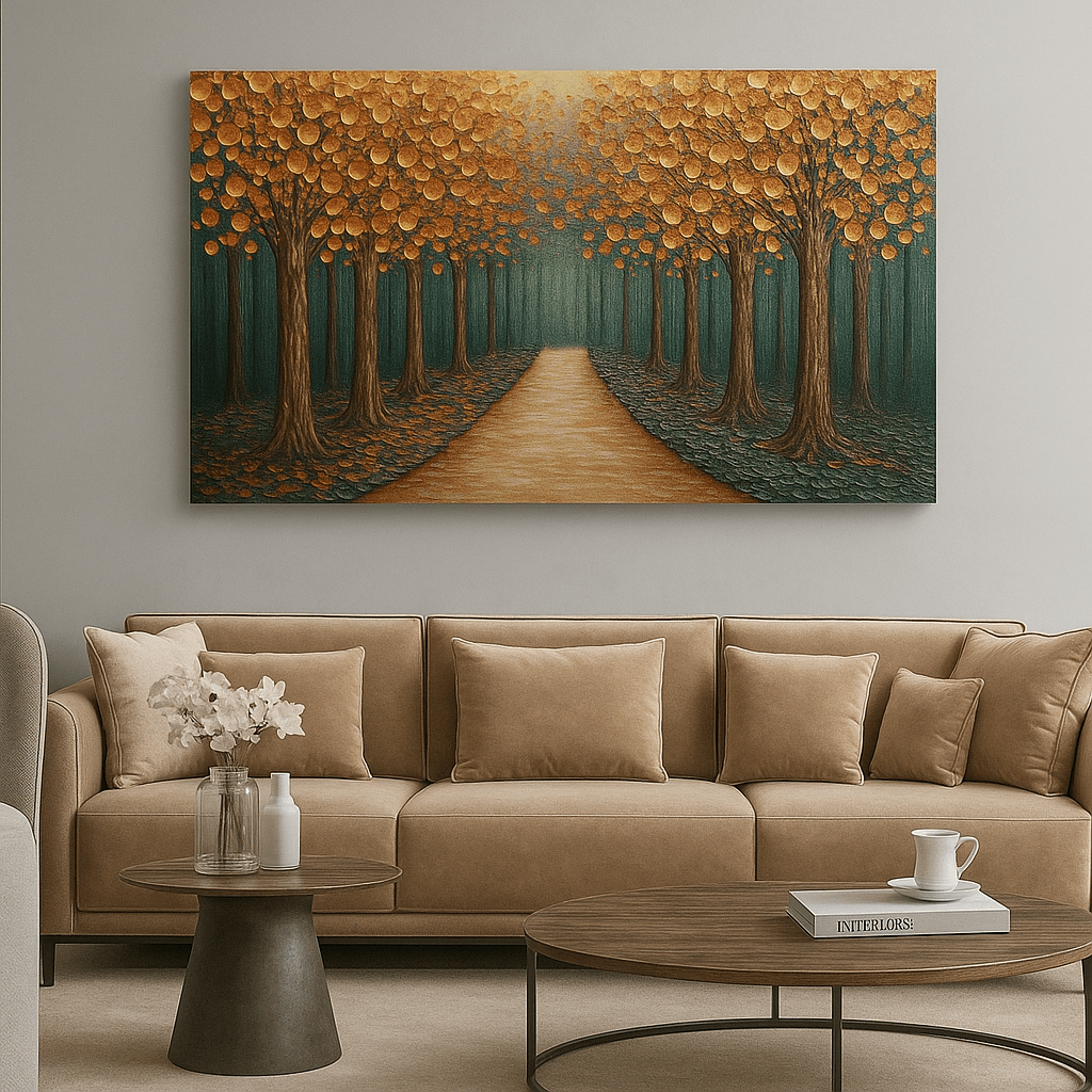 Golden Forest Path Wall Art Canvas - Sense for Decor