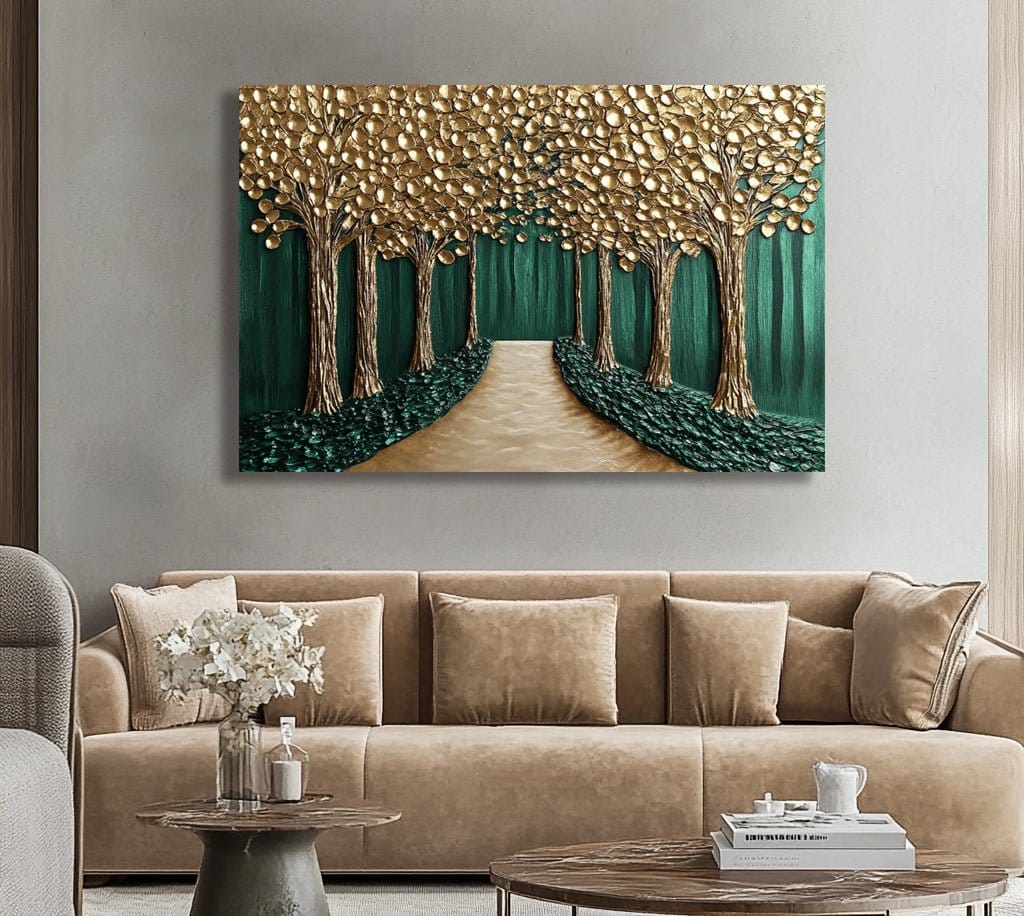 Golden Forest Path Wall Art Canvas - Sense for Decor