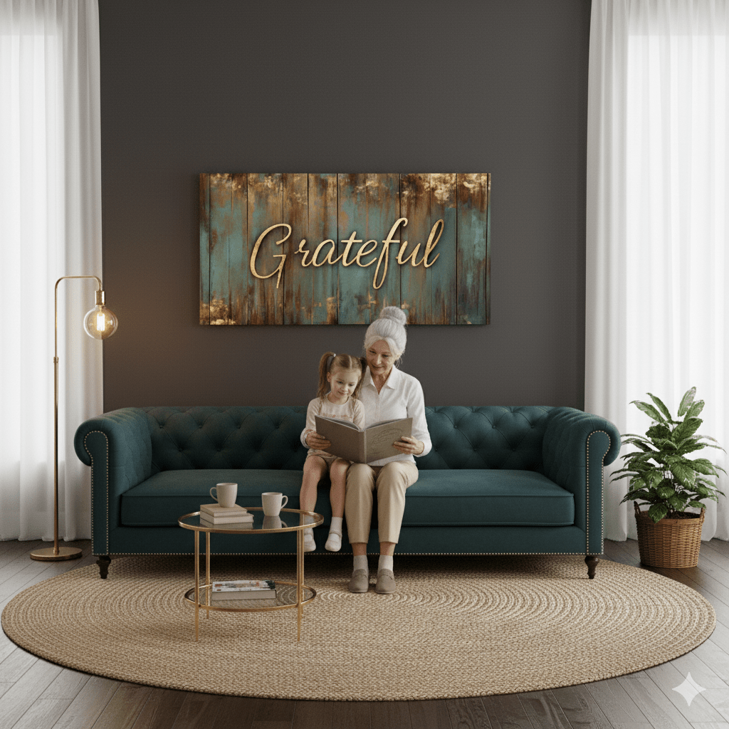 Grateful Wall Art – Inspirational Quote Canvas for Home and Living Room Decor - Sense for Decor