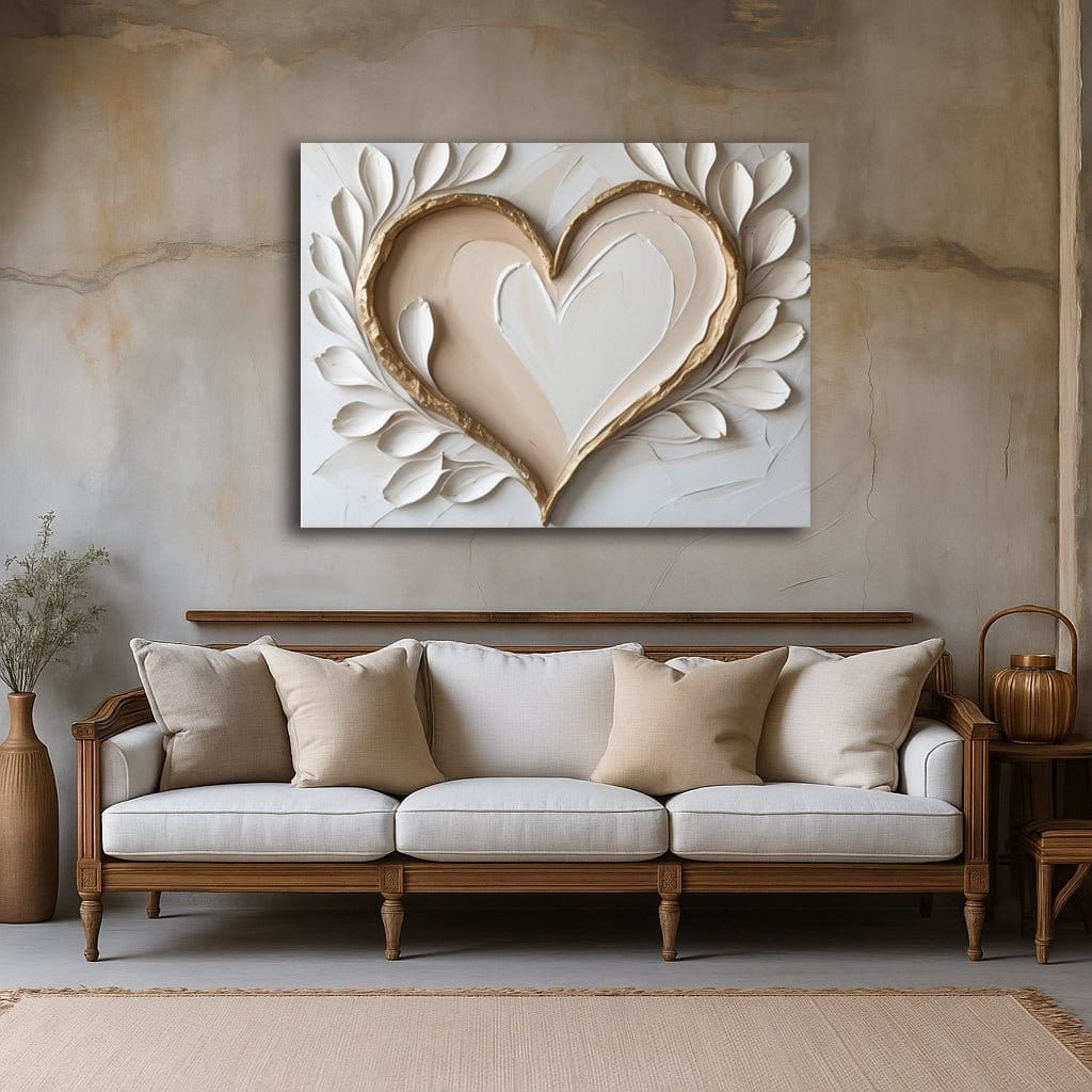 Heart of Harmony Neutral Canvas Wall Art Print - Sense for Decor