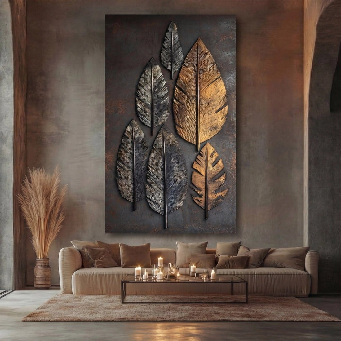Midnight Leaves – Black & Gold Modern Wall Art Canvas - Sense for Decor