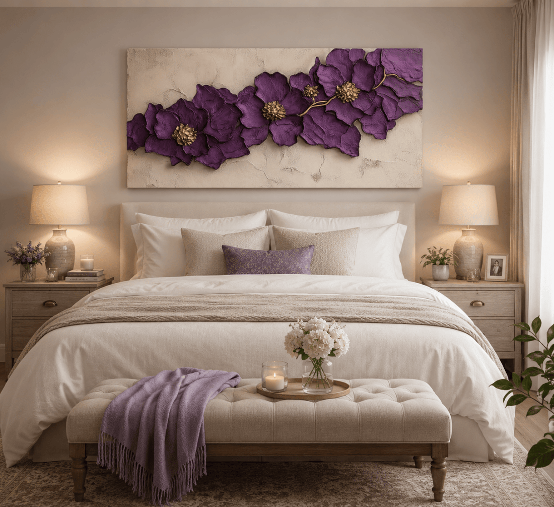 Modern Floral Wall Art – Oversized Blossom Canvas for Home and Bedroom Decor - Sense for Decor