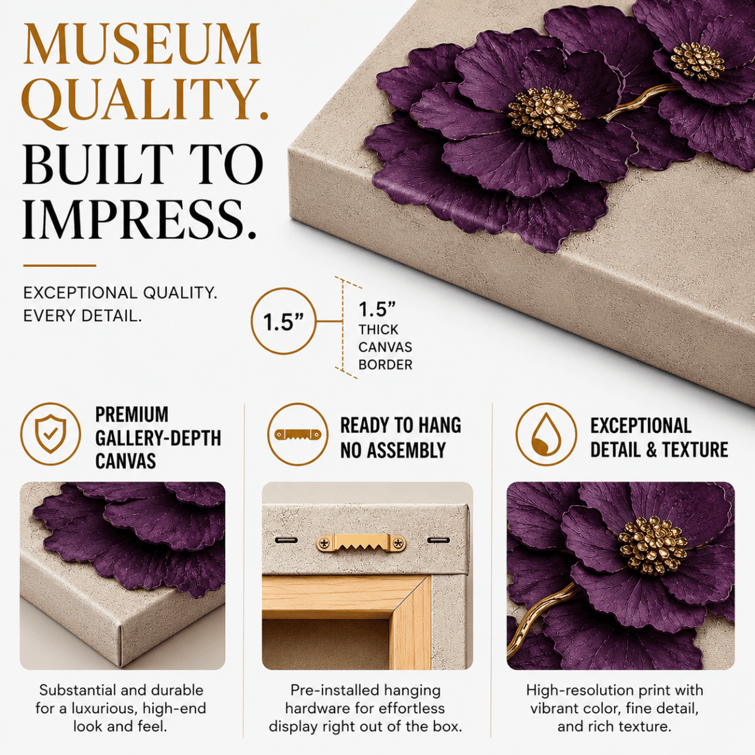 Modern Floral Wall Art – Oversized Blossom Canvas for Home and Bedroom Decor - Sense for Decor