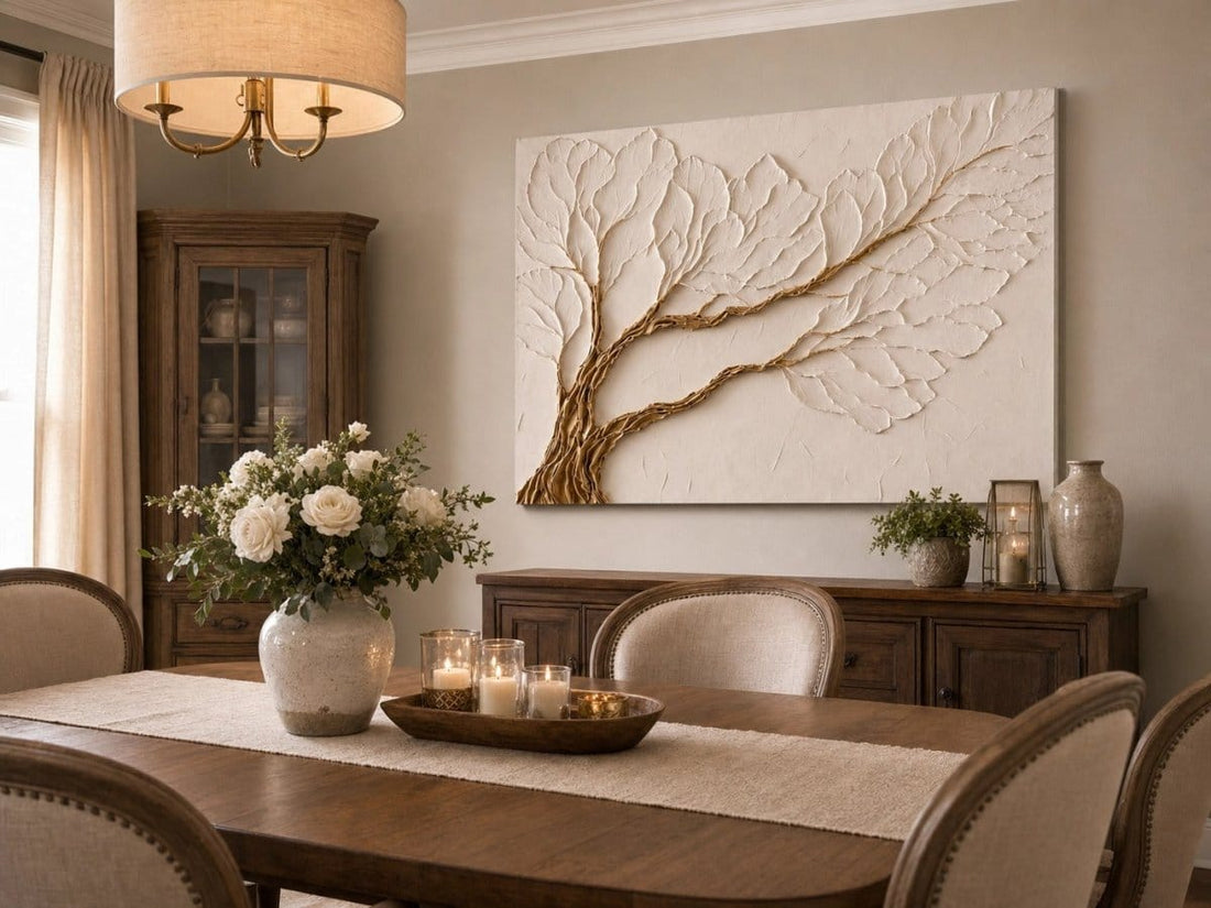 Neutral Bedroom Wall Art – Large Branch Canvas for Above Bed Decor | Modern Minimalist Wall Art - Sense for Decor