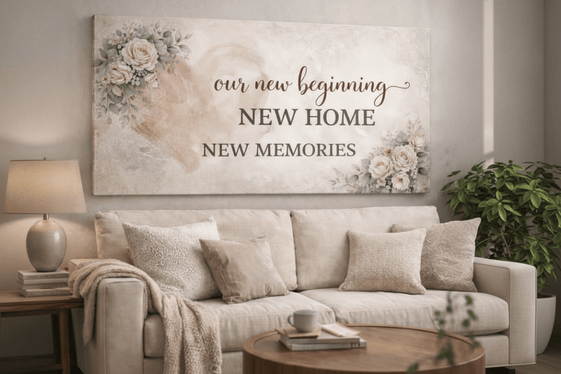 Our New Beginning New Home Wall Art - Large Floral Heart Canvas for Living Room - Sense for Decor
