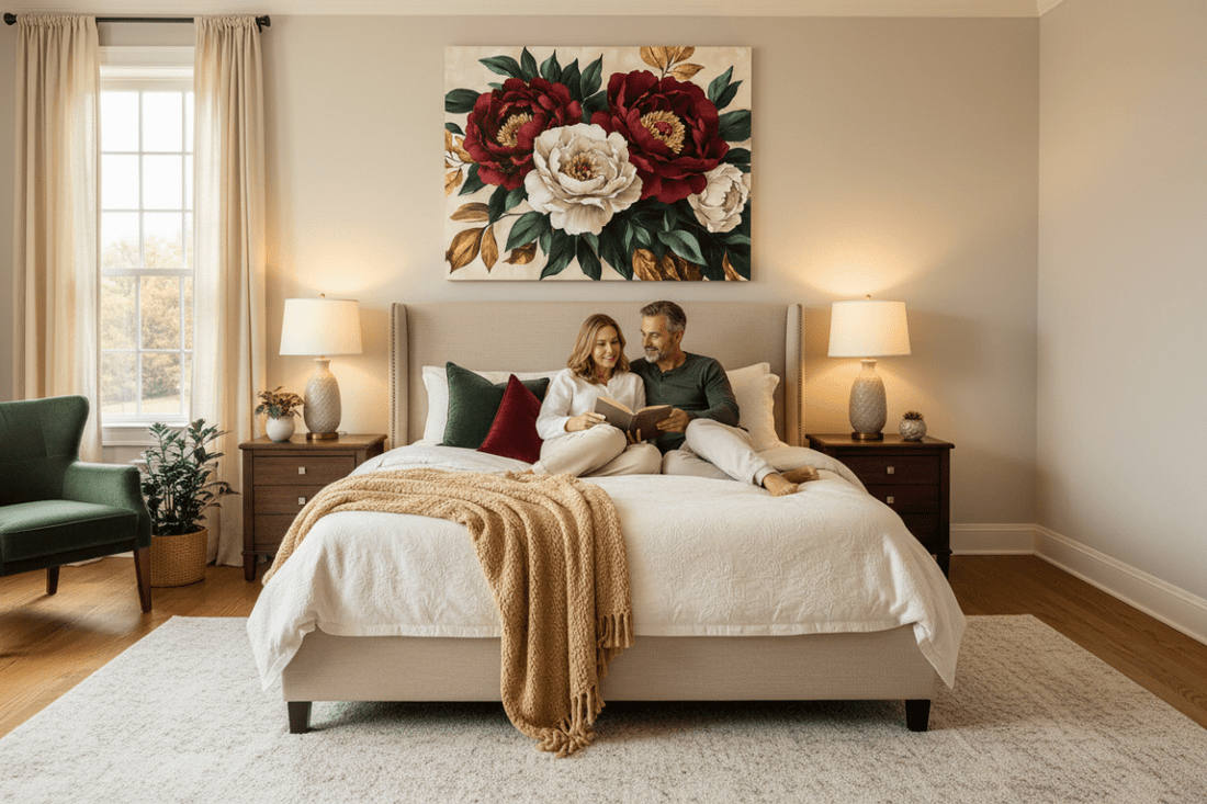 Romantic Flower Wall Art – Oversized Canvas for Bedroom and Living Room Decor - Sense for Decor