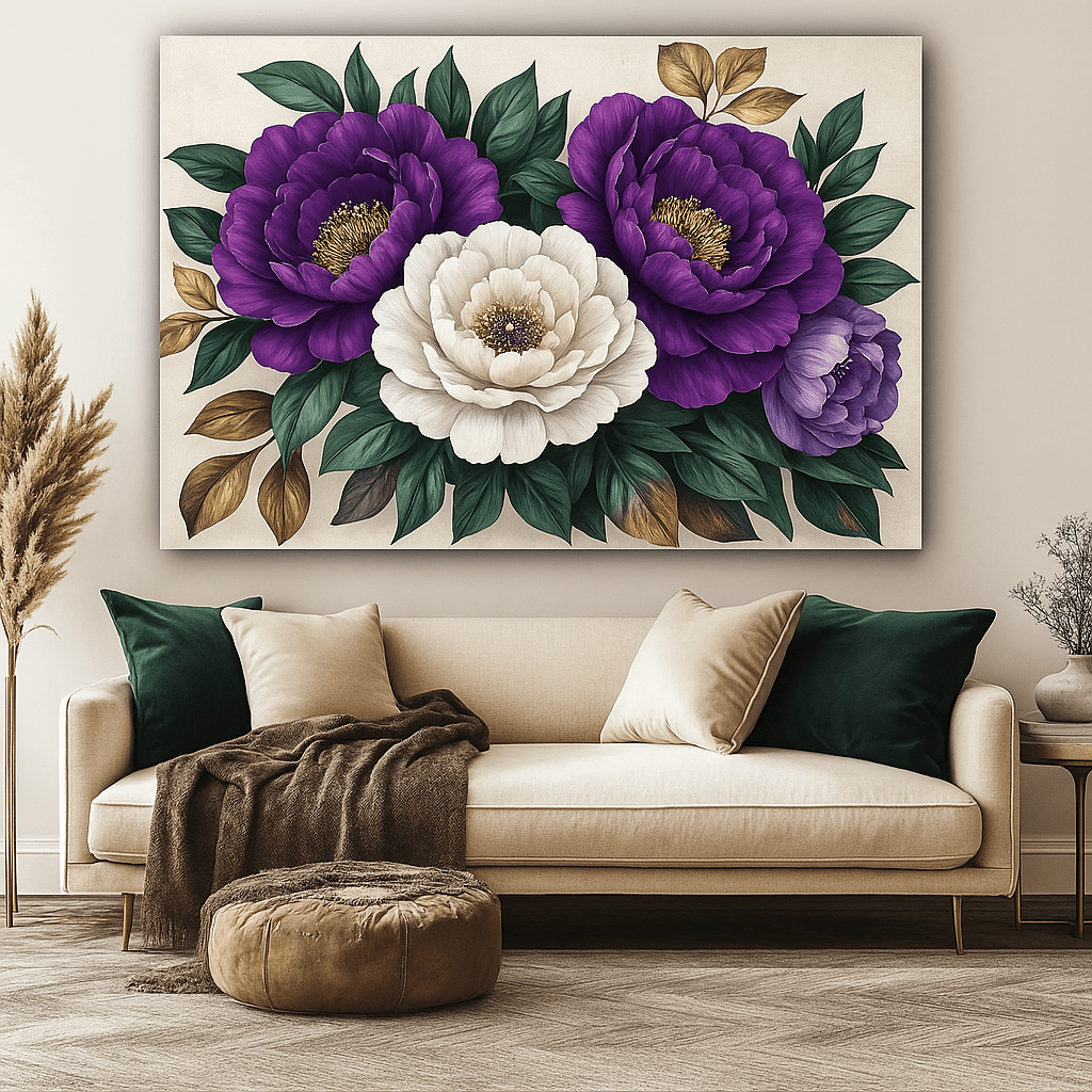 Romantic Flower Wall Art – Oversized Canvas for Bedroom and Living Room Decor - Sense for Decor