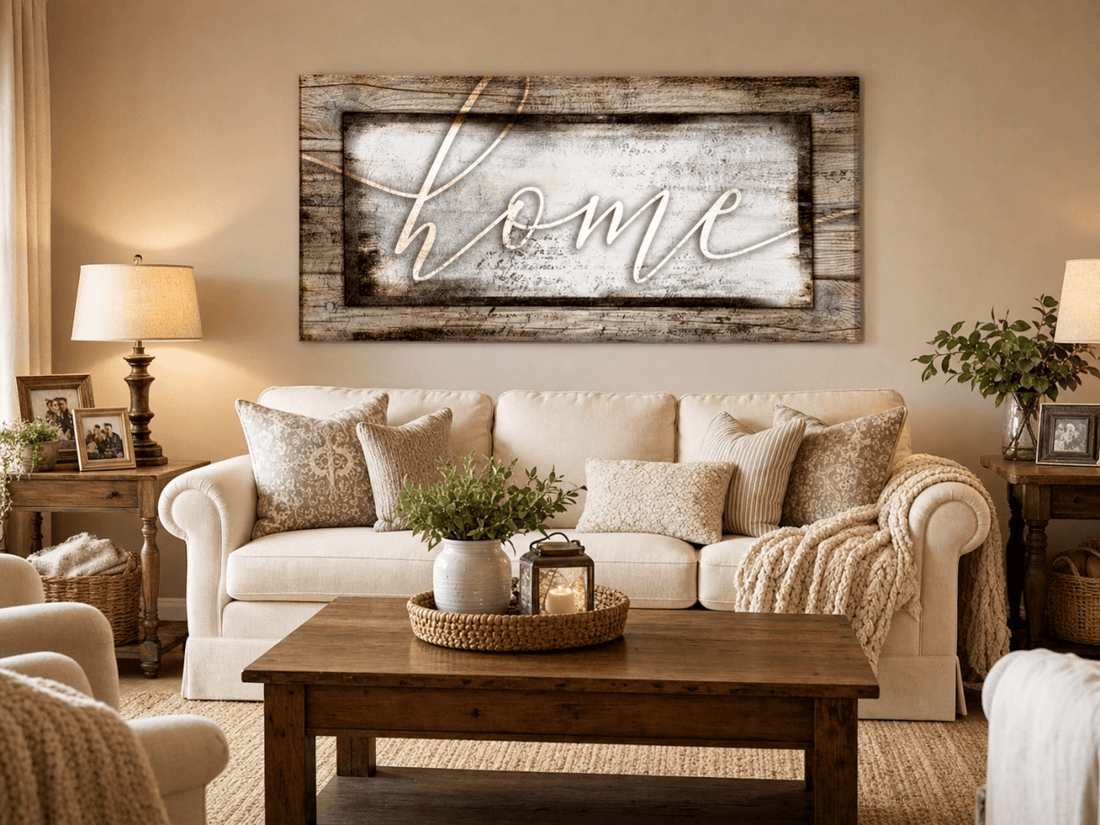 Rustic Home Canvas – Farmhouse Style Wall Decor for Living Room and Kitchen - Sense for Decor