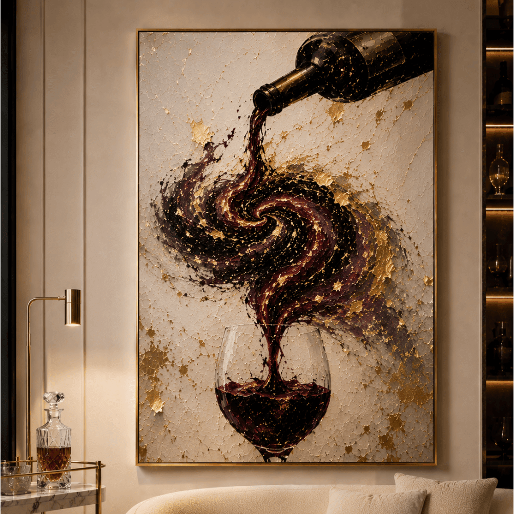 The Last Pour — Modern Wine & Gold Statement Canvas | Surreal Luxury Wall Art - Sense for Decor
