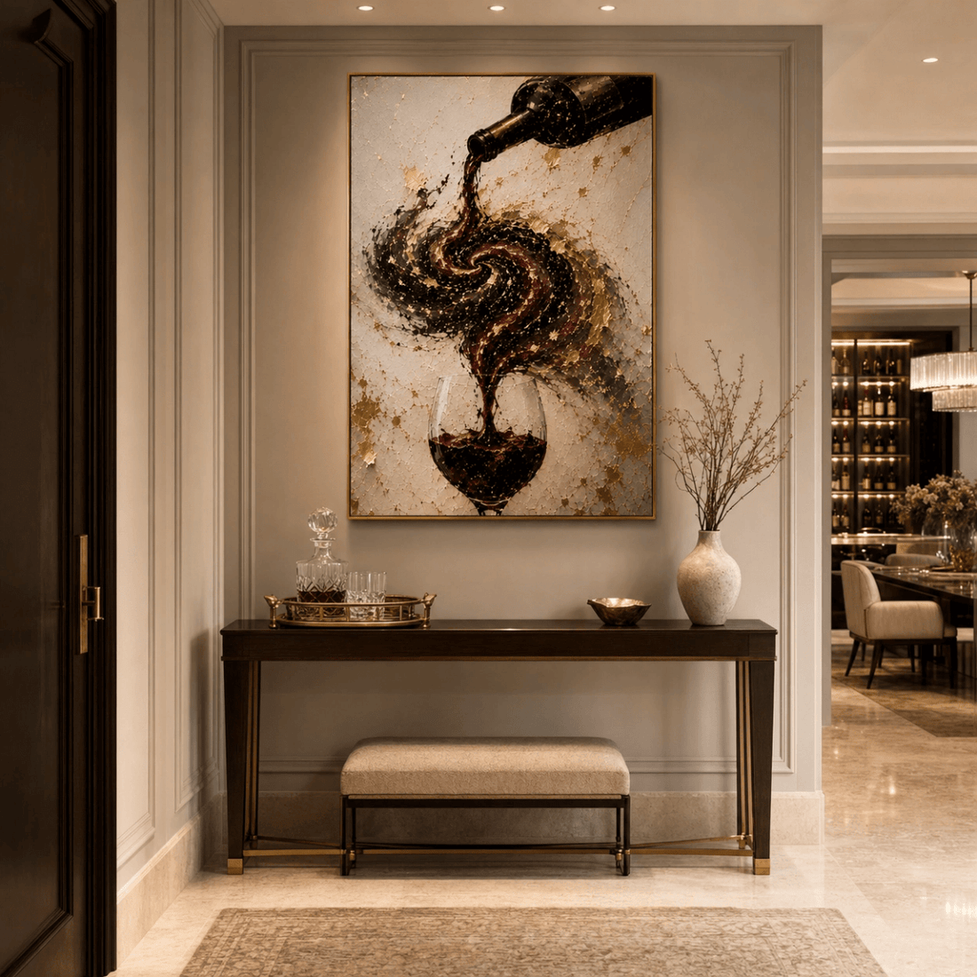 The Last Pour — Modern Wine & Gold Statement Canvas | Surreal Luxury Wall Art - Sense for Decor