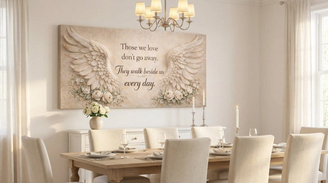 Waiting In Heaven Memorial Wall Art - Lavender & Periwinkle Floral Canvas with Gold Accents - Sense for Decor
