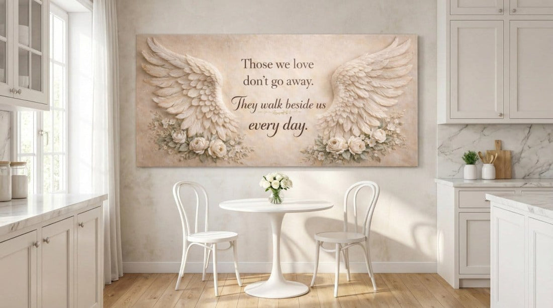 Waiting In Heaven Memorial Wall Art - Lavender & Periwinkle Floral Canvas with Gold Accents - Sense for Decor