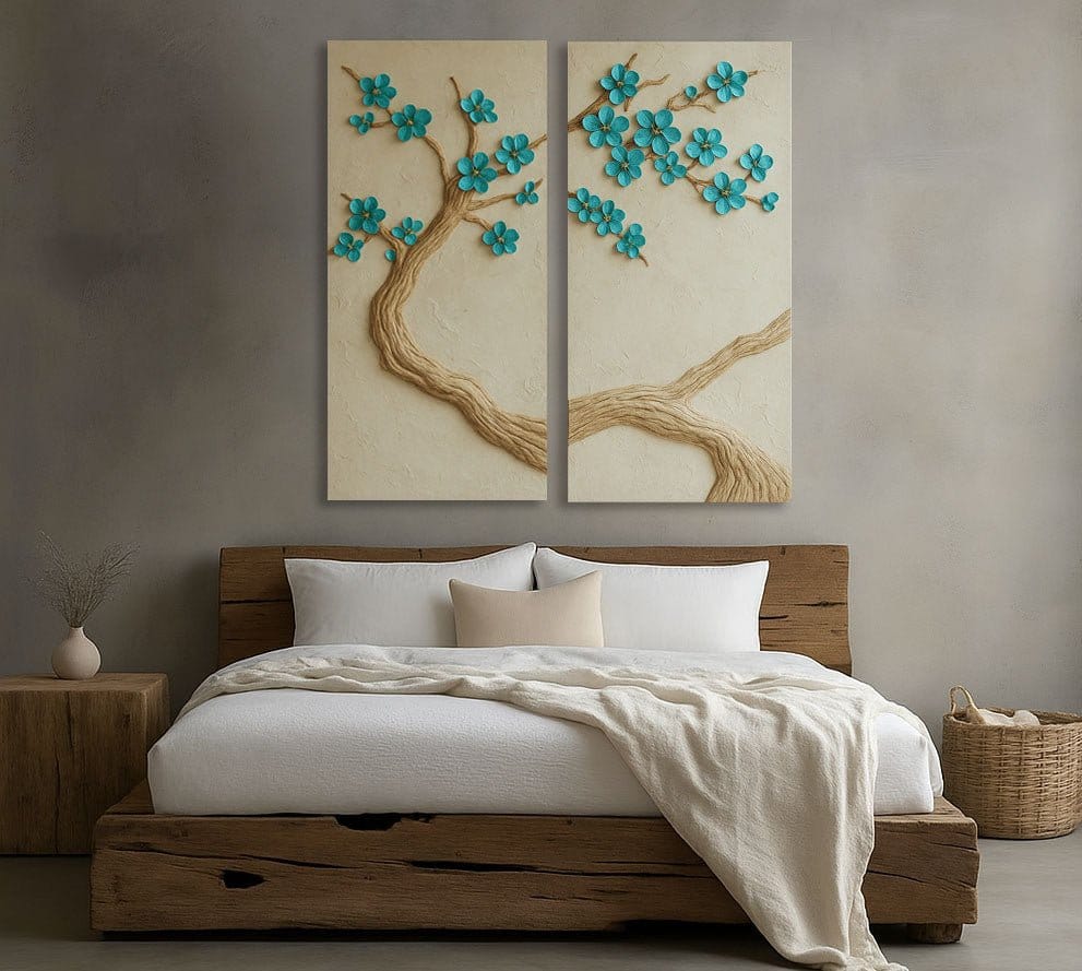 Whispering Branches Teal Wall Art Elegant Nature - Inspired Canvas Print - Sense for Decor