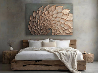 Winged Harmony V19 - Large Abstract Spiral Wall Art Neutral Modern Canvas for Bedroom & Living Room Decor - Sense for Decor