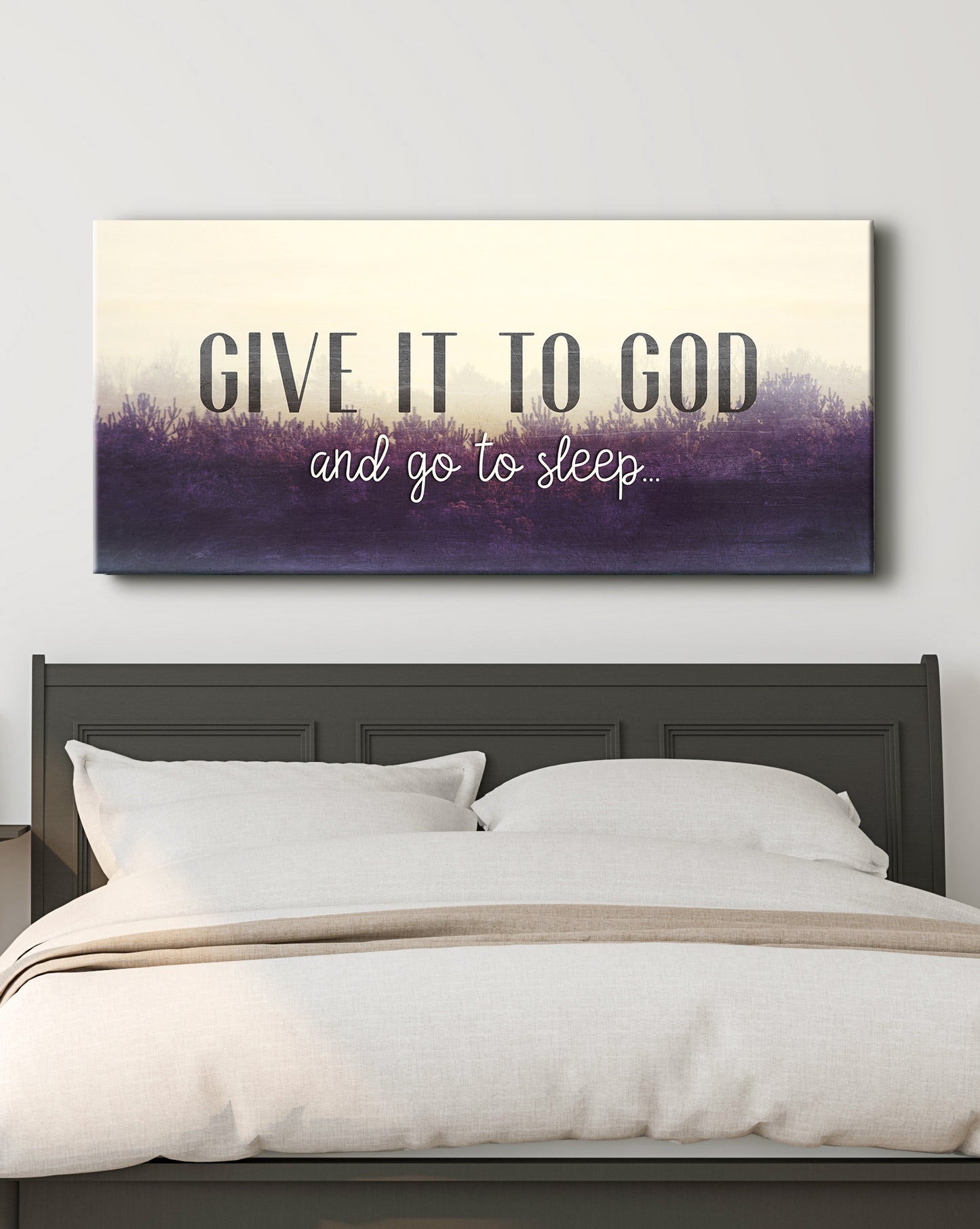 Christian Wall Art: Give It To God And Go To Sleep (Wood Frame Ready To Hang)